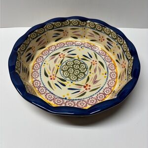 Temptations by Tara Old World Blue Ceramic Pie Dish